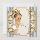  Prince Blauw en Goud Baby shower Kaart (Voorkant)