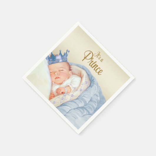 Prince Blauw Goud Baby shower Servetten (Hoek)