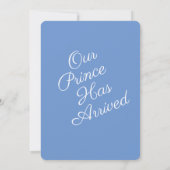 Prince Blue Baby Boy Elegant Fotonaam geboorte Aankondiging (Achterkant)