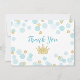 Prince Blue Gold Confetti Baby shower Hartelijk da Bedankkaart