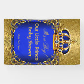 Prince Blue Gold Damask Baby shower Boy 2 Spandoek (Horizontaal)