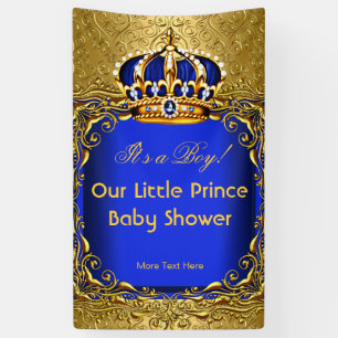 Prince Blue Gold Damask Baby shower Boy 2 Spandoek