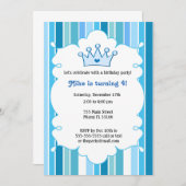 Prince Blue Kids Birthday Uitnodiging (Voorkant / Achterkant)