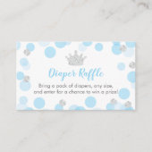 Prince Blue & Silver Baby shower Diaper Raffle Informatiekaartje (Voorkant)