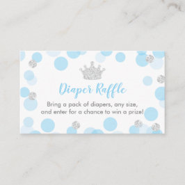 Prince Blue & Silver Baby shower Diaper Raffle Informatiekaartje