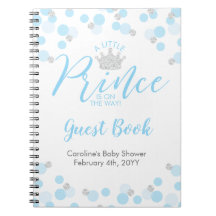 Prince Blue Silver Baby shower Guest Book