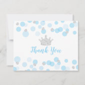 Prince Blue Silver Confetti Baby shower Hartelijk  Bedankkaart (Voorkant)