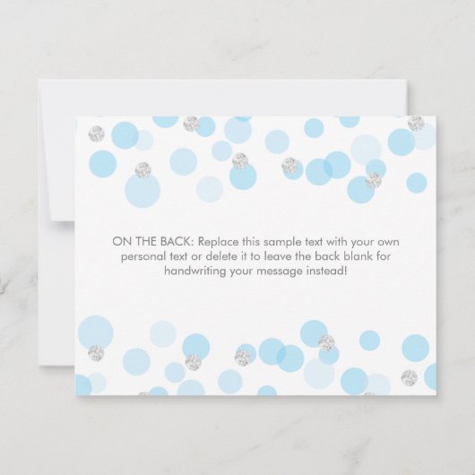 Prince Blue Silver Confetti Baby shower Hartelijk  Bedankkaart (Achterkant)