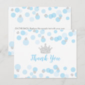 Prince Blue Silver Confetti Baby shower Hartelijk  Bedankkaart (Voorkant / Achterkant)