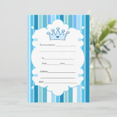 Prince Blue Stripes-uitnodiging invullen Kaart (Staand voorkant)