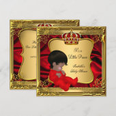 Prince Boy Baby shower African American Red Gold Kaart (Voorkant / Achterkant)