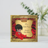 Prince Boy Baby shower African American Red Gold Kaart (Staand voorkant)