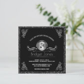 Prince Boy Baby shower Black Silver Faux Glitter Kaart (Staand voorkant)
