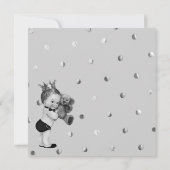Prince Boy Baby shower Black Silver Faux Glitter Kaart (Achterkant)