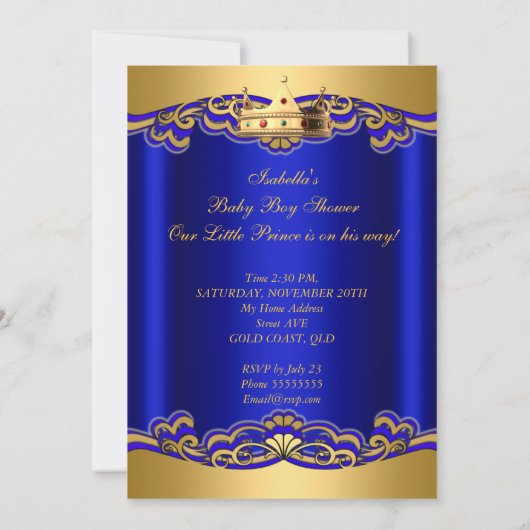 Prince Boy Baby Shower Blauw Afro-Amerikaans 3a Kaart (Achterkant)