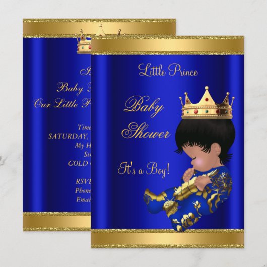 Prince Boy Baby shower Blue 2 African American Kaart (Voorkant / Achterkant)