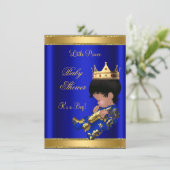 Prince Boy Baby shower Blue 2 African American Kaart (Staand voorkant)