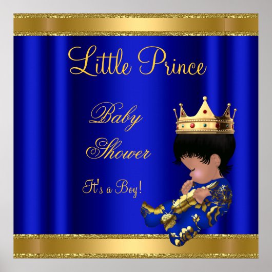 Prince Boy Baby shower Blue 2 African American Poster (Voorkant)