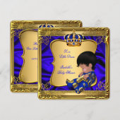 Prince Boy Baby shower Blue African American Gold Kaart (Voorkant / Achterkant)