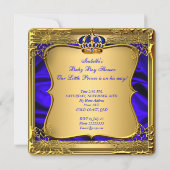 Prince Boy Baby shower Blue African American Gold Kaart (Achterkant)