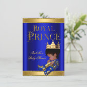 Prince Boy Baby shower Blue Ethnic GOLD Kaart (Staand voorkant)