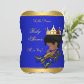 Prince Boy Baby shower Blue Ethnic Kaart (Staand voorkant)