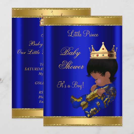 Prince Boy Baby shower Blue Ethnic Kaart (Voorkant / Achterkant)