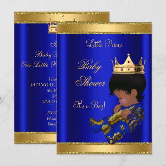 Prince Boy Baby shower Blue Ethnic Kaart (Voorkant / Achterkant)