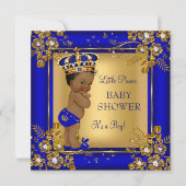 Prince Boy Baby shower Gold Blue African American Kaart (Voorkant)