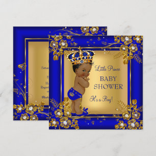 Prince Boy Baby shower Gold Blue African American Kaart