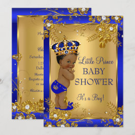 Prince Boy Baby shower Gold Blue African American Kaart