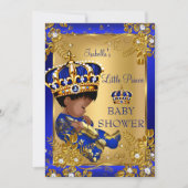 Prince Boy Baby shower Gold Blue Crown Ethnic Kaart (Voorkant)