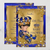 Prince Boy Baby shower Gold Blue Crown Kaart (Voorkant / Achterkant)