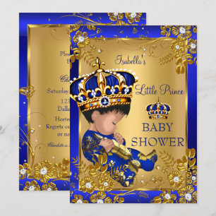 Prince Boy Baby shower Gold Blue Crown Kaart