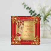 Prince Boy Baby shower Gold Red Brunette Kaart (Staand voorkant)
