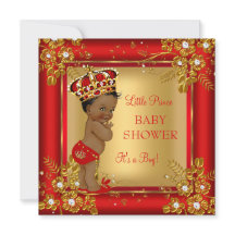 Prince Boy Baby Shower Goud Rood Afrikaans-Amerika