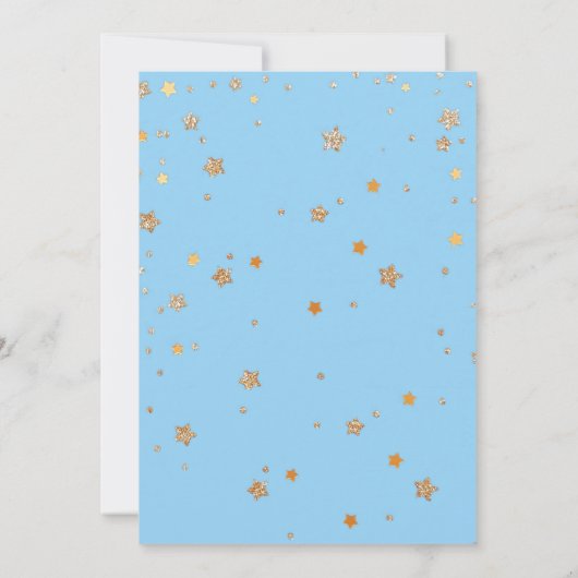 Prince Boy Baby shower Invitation Blue Gold Stars Kaart (Achterkant)