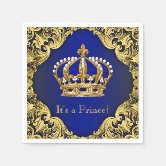Prince Boy Baby shower Napkins Servet (Voorkant)