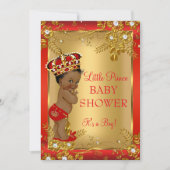 Prince Boy Baby shower Red Gold African American Kaart (Voorkant)