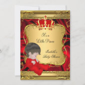 Prince Boy Baby shower Red  Gold Kaart (Voorkant)
