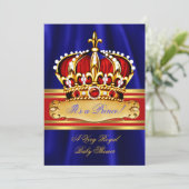 Prince Boy Baby shower Red Royal Blue Crown Kaart (Staand voorkant)