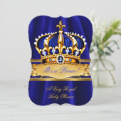 Prince Boy Baby shower Royal Blue Crown Kaart (Staand voorkant)