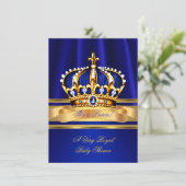 Prince Boy Baby shower Royal Blue Crown Kaart (Staand voorkant)