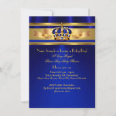 Prince Boy Baby shower Royal Blue Crown Kaart (Achterkant)