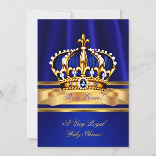 Prince Boy Baby shower Royal Blue Crown Kaart (Voorkant)