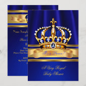 Prince Boy Baby shower Royal Blue Crown Kaart (Voorkant / Achterkant)
