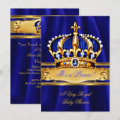Prince Boy Baby shower Royal Blue Crown Kaart (Voorkant / Achterkant)