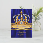 Prince Boy Baby shower Royal Blue Crown Kaart (Staand voorkant)