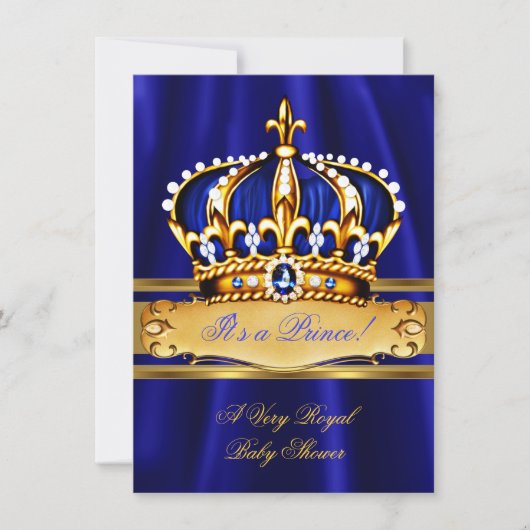 Prince Boy Baby shower Royal Blue Crown Kaart (Voorkant)