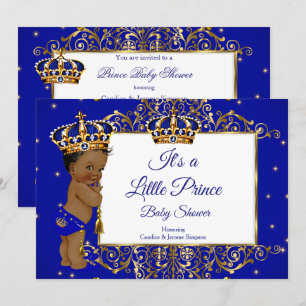Prince Boy Baby shower Royal Blue Ethnic 2 Kaart